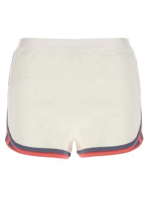 Pre-owned Fendi Mirror Effect Logo Shorts In White