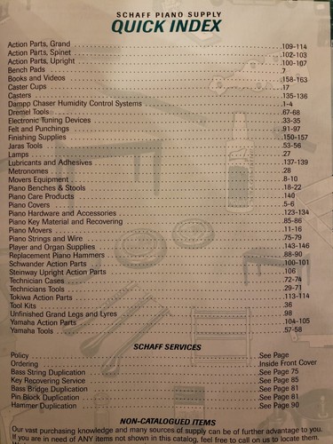2004 Schaff Piano Supply Company Product Catalog Music Organ - Complete