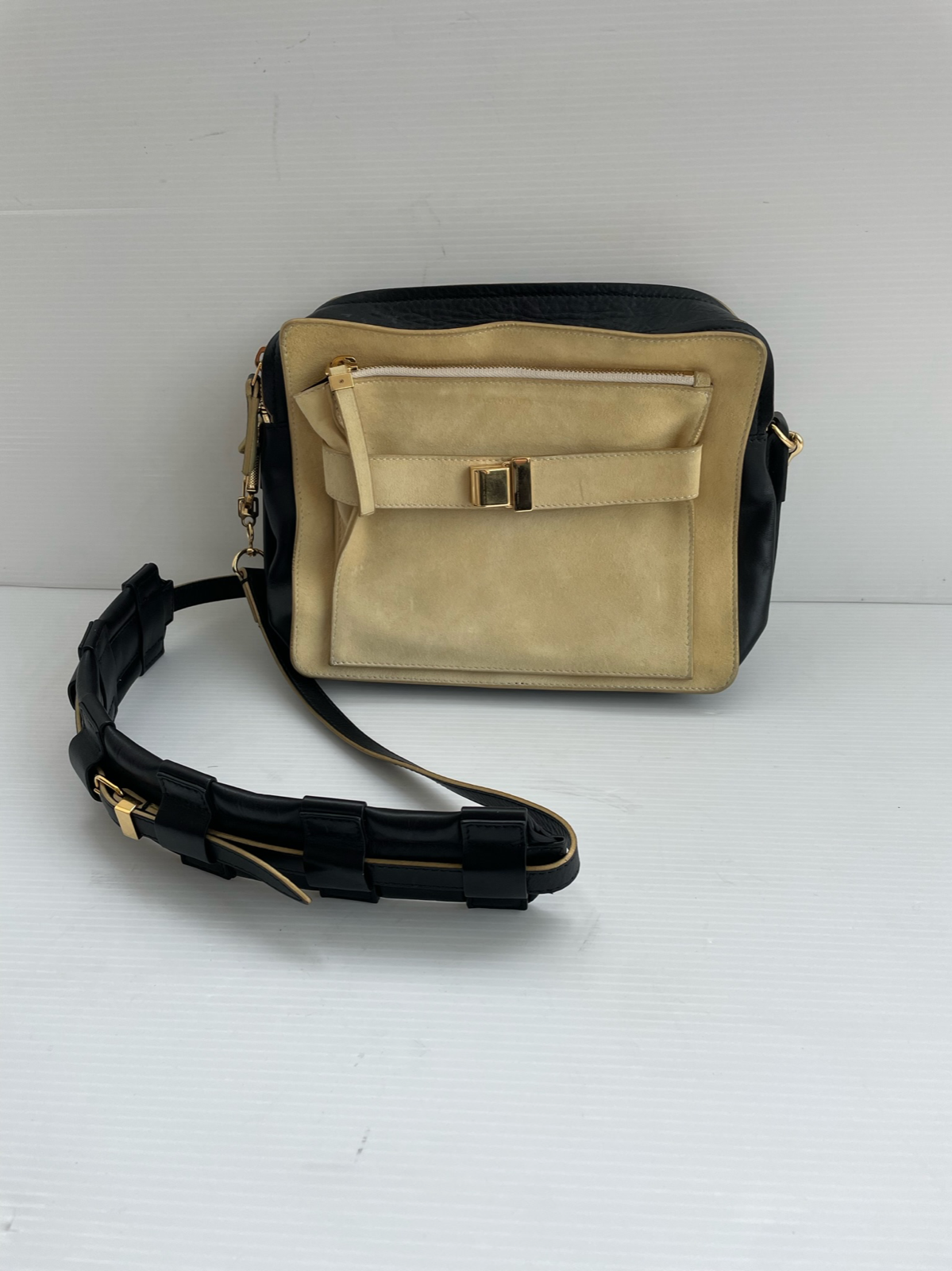 RARE 90s Balenciaga cream suede cross Body Bag leather Strap