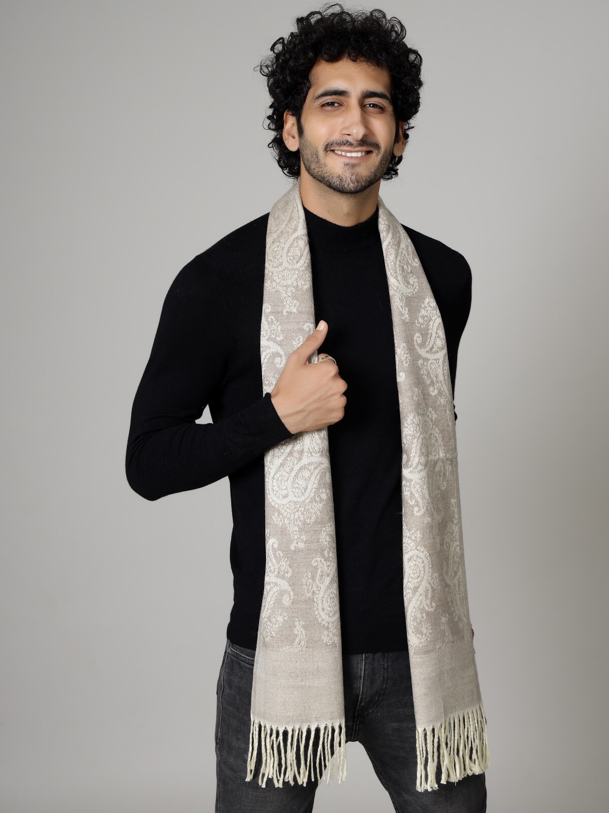 マフラー・ストール mellotory 100% Cashmere Crochet Shawl Muffler (Beige) Crochet Shawl Pattern - MEVE, Rectangle Wrap Pattern