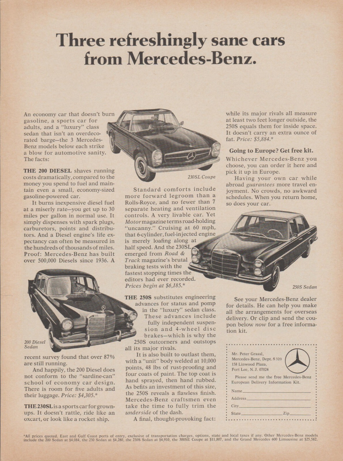 Mercedes 2006年雑誌　12冊 1967 Mercedes-Benz - 230SL Coupe, 200 Diesel, 250S Sedan