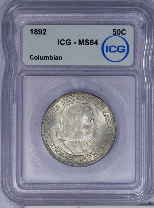 1892 Columbian Half Dollar 50C ICG MS64