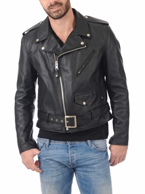 MARKENLOS - UNSERER PRODUKTION - HAND GEMACHT - IT DE HERREN LEDERJACKE BIKER MEN'S LEATHER JACKET COAT HOMME VESTE EN CUIR R87