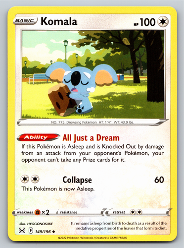 サンムーン ジャンゴ Komala 149/196 Uncommon Lost Origin Pokemon Card - NM Near