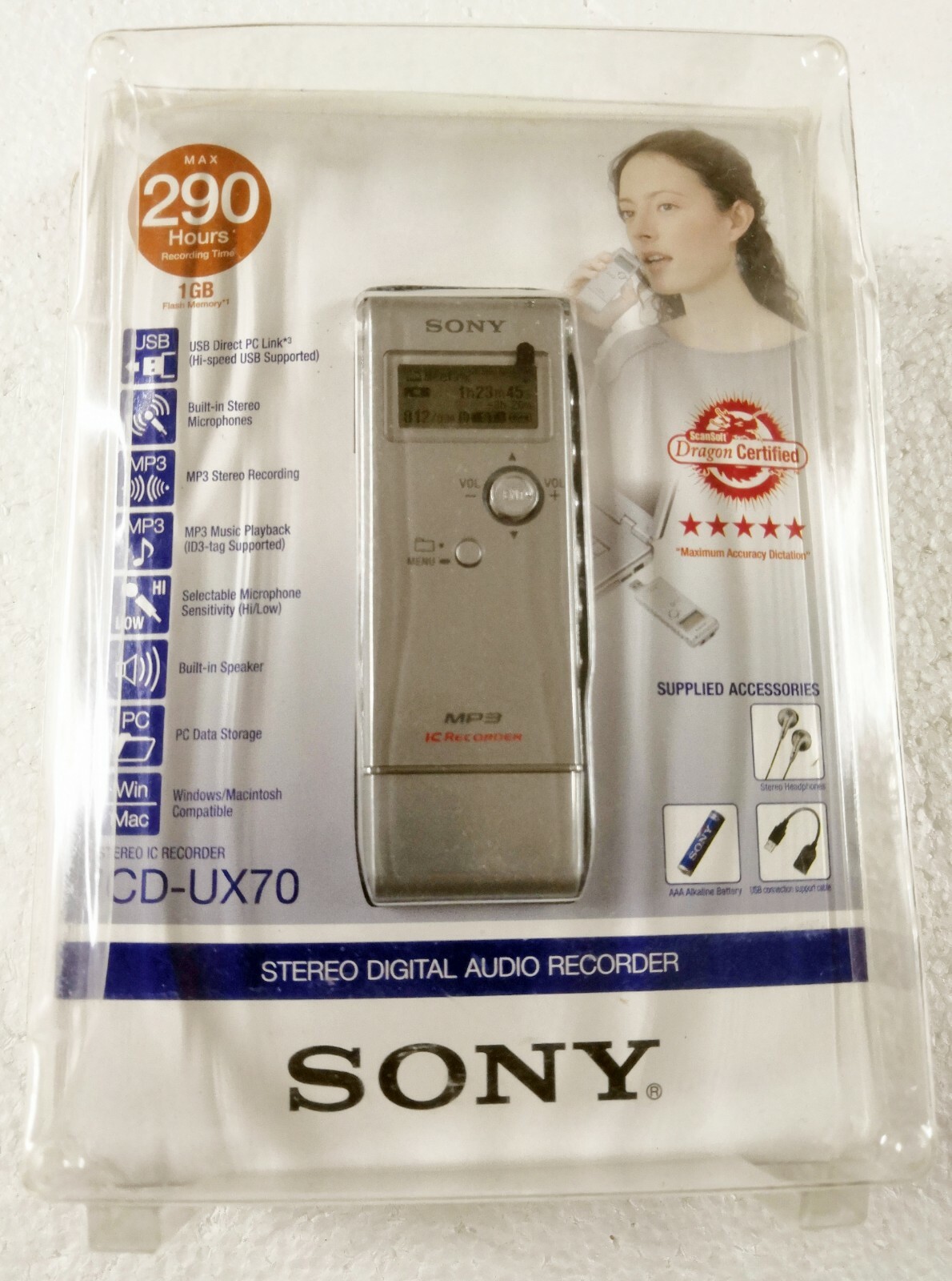 Sony ICD-UX70 (1024 MB, 4.5 Hours) Handheld Digital Voice