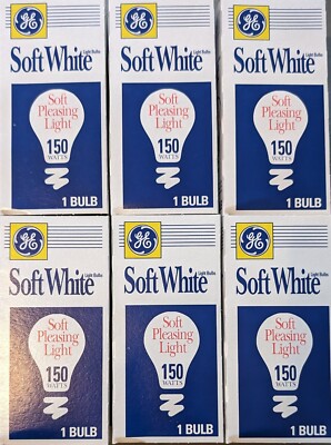 ***Lot of 6***GE - Soft White - 150 Watt Light Bulbs