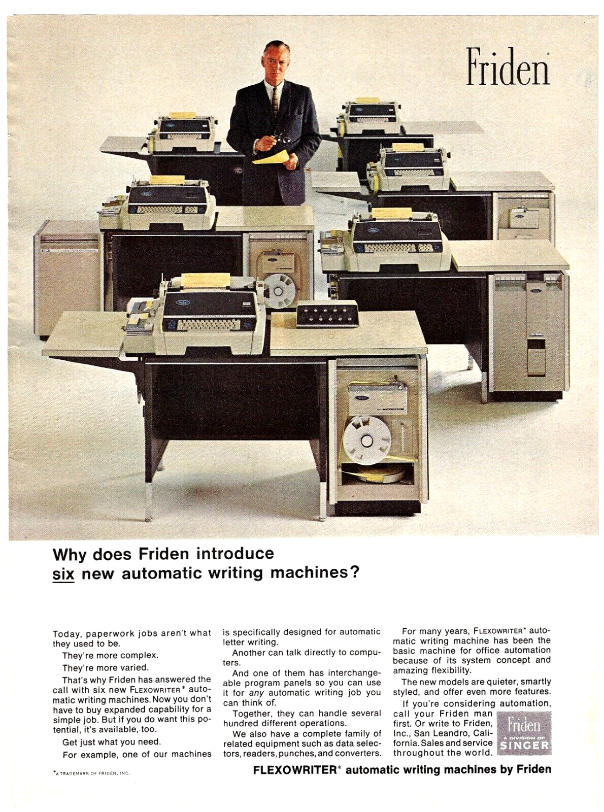 1966 FLEXOWRITER Automatic Writing Machines AD ~ Friden 1966 FLEXOWRITER Automatic Writing Machines AD ~ Friden