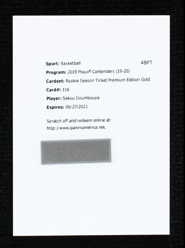 2019-20 Panini Contenders - Sekou Doumbouya #116