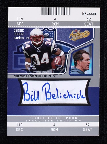 2004 Fleer Authentix Bill Belichick Cedric Cobbs #136