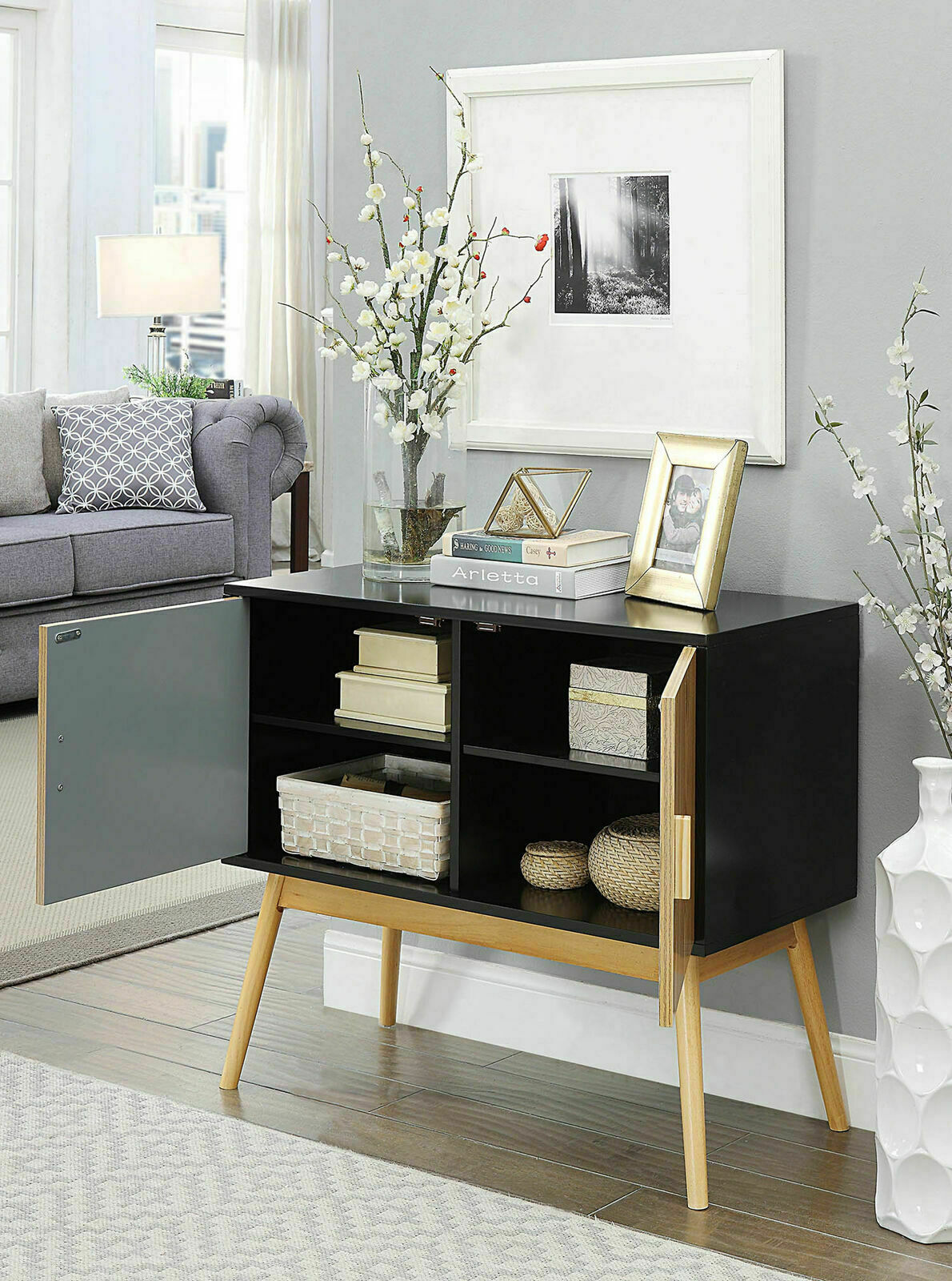 Console Table Accent Cabinet Storage Display Living Room Furniture