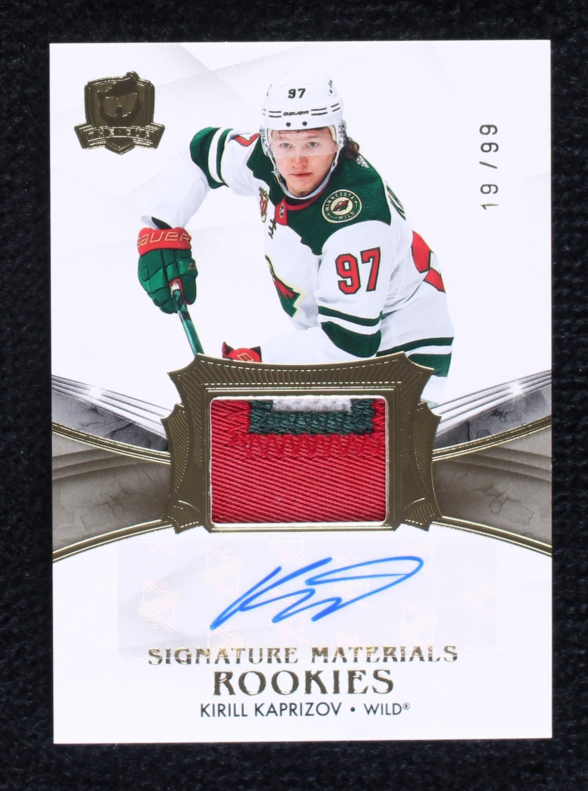 2020-21 Upper Deck The Cup - Signature Materials #SP-KK Kirill Kaprizov /99 (AU, MEM, RC)