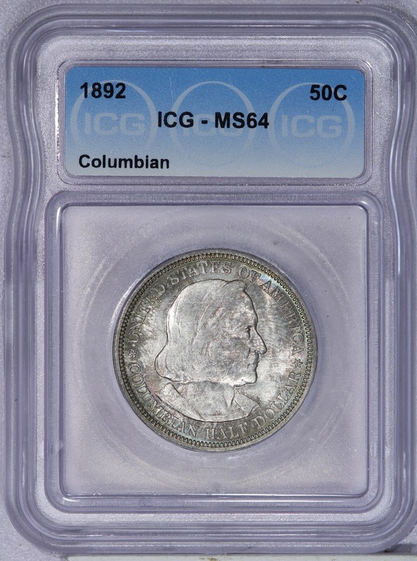 1892 Columbian Half Dollar 50c ICG MS64 - Beautiful Color!