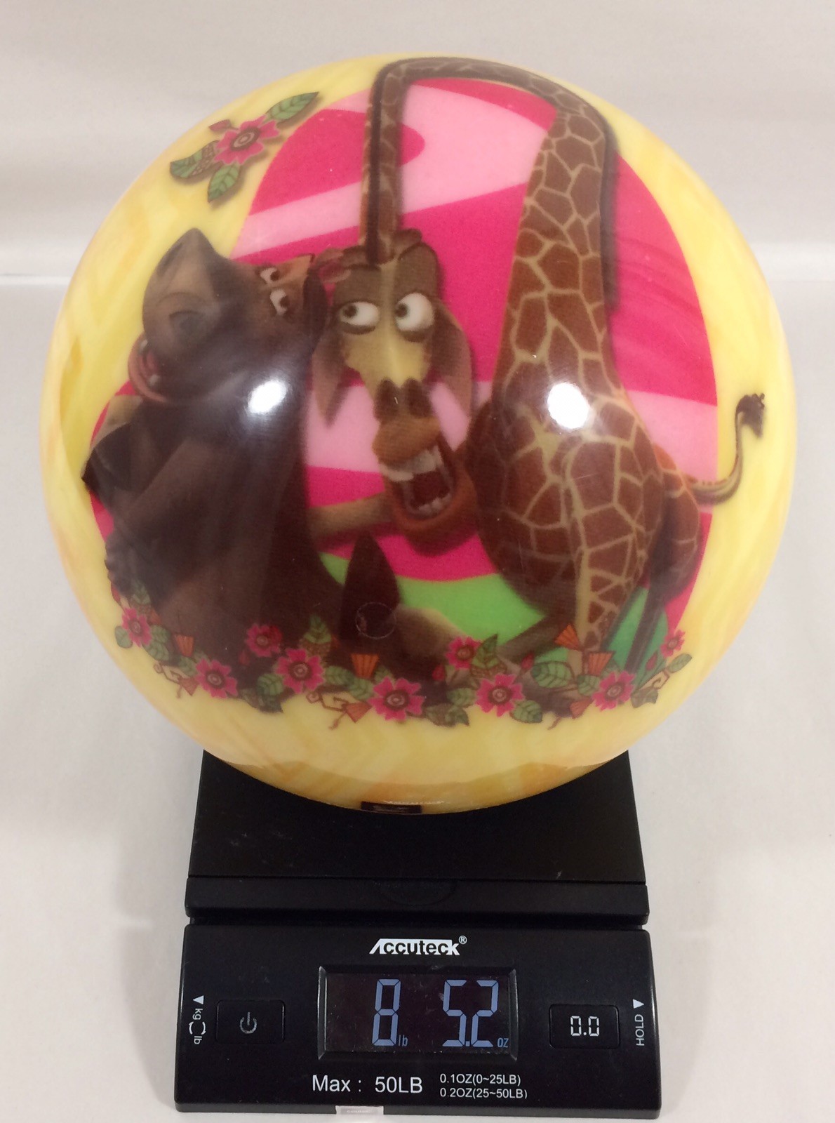 Brunswick MADAGASCAR Viz A Ball Bowling Ball 8 Lbs 5.2 oz Dreamworks UNDRILLED!