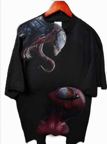VENOM VS SPIDERMAN ON A SHAKA HEAVYWEIGHT GARMET DYED T SHIRT "MODERN"