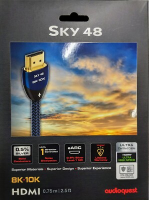 AUDIOQUEST Sky 48 2.5'-8K-10K HDMI Cable Blue/Black (BRAND NEW)