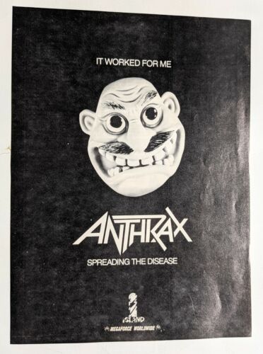 ANTHRAX / SCOTT IAN / 1985 SPREADING THE DISEASE LP / ALBUM MAGAZINE PRINT AD