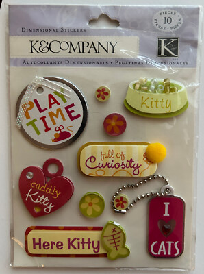 FUN    K & COMPANY Vintage 3D Stickers NIP -Theme: Assorted  You Choose!