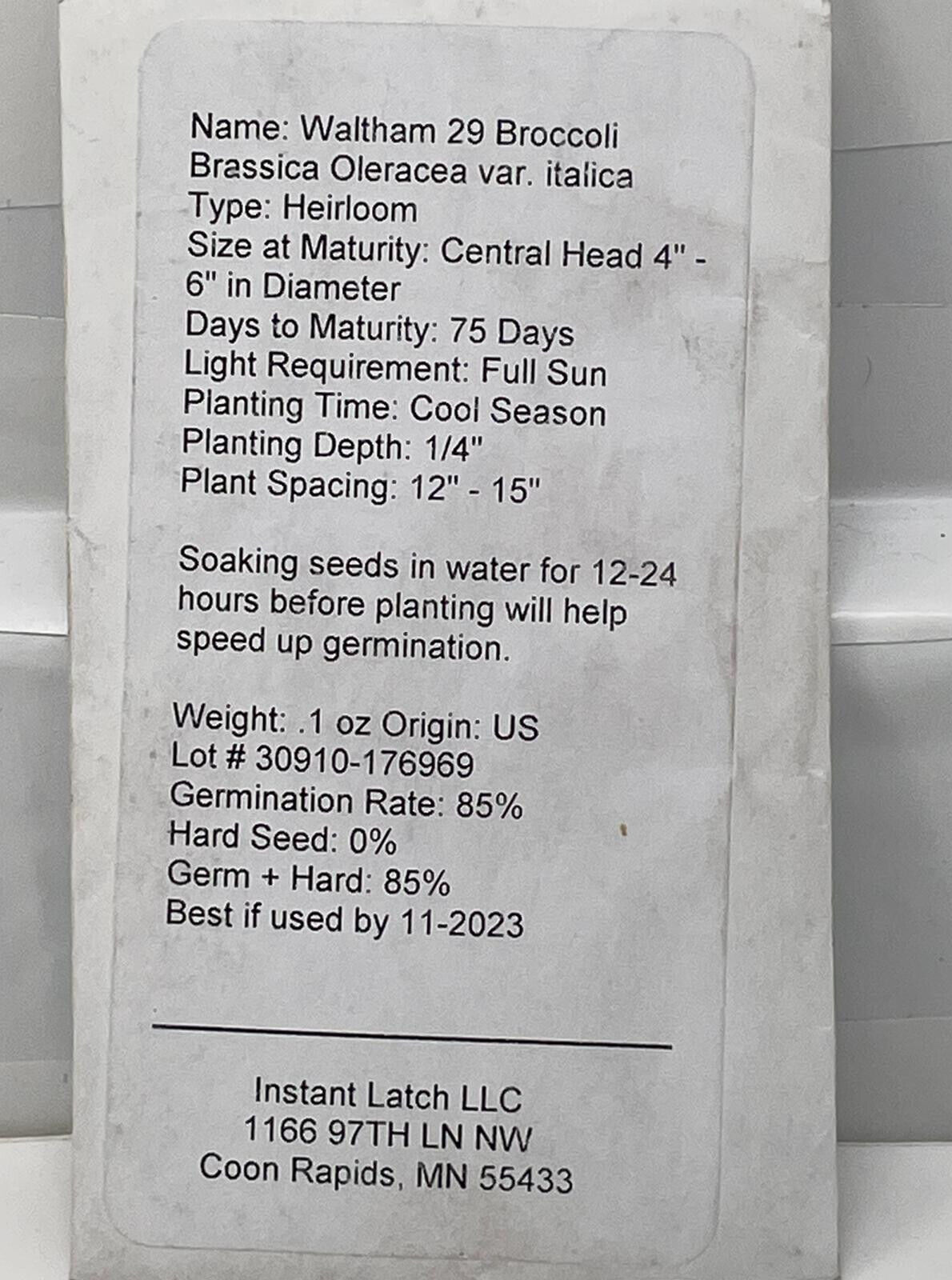 Instant Latch 250 Broccoli Seeds | Non-GMO | Fresh Garden Seeds