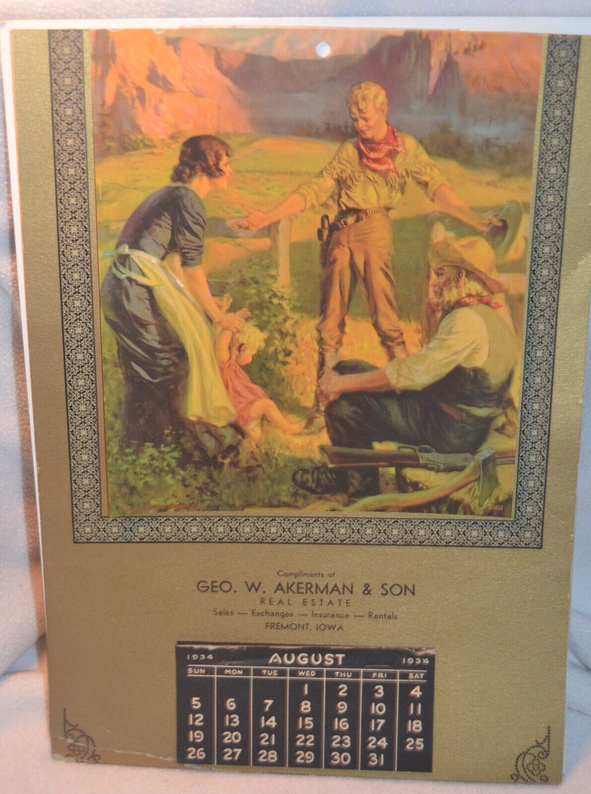1934 Advertising Tear Off Calendar Geo W. Akerman & Son Real E...