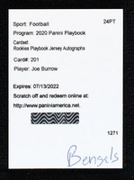 2020 Panini Playbook Joe Burrow #201