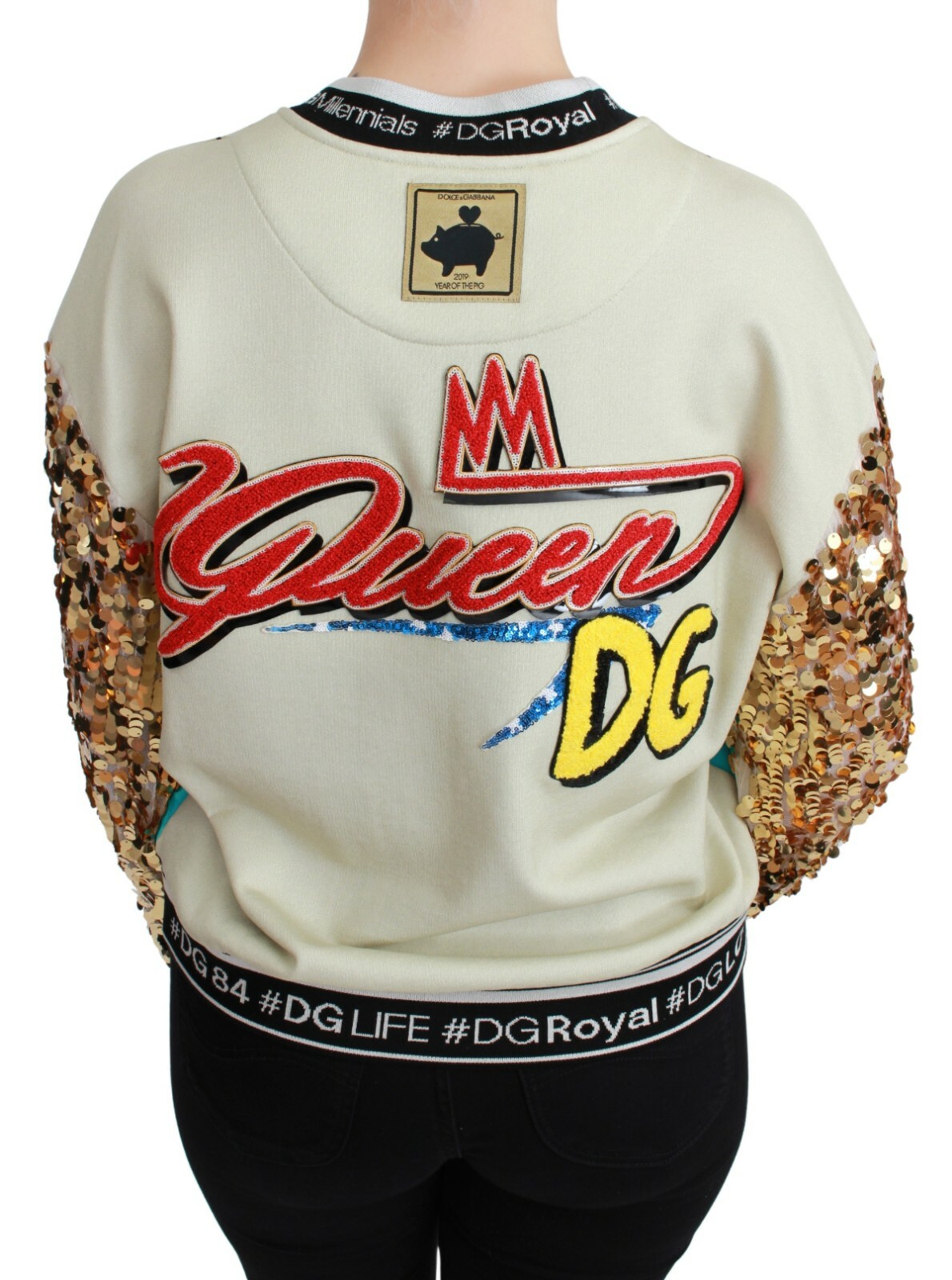 Pre-owned Dolce & Gabbana Sweater Year Of The Pig Sequined Top It42 / Us8 / M Rrp $1480 In Multicolor