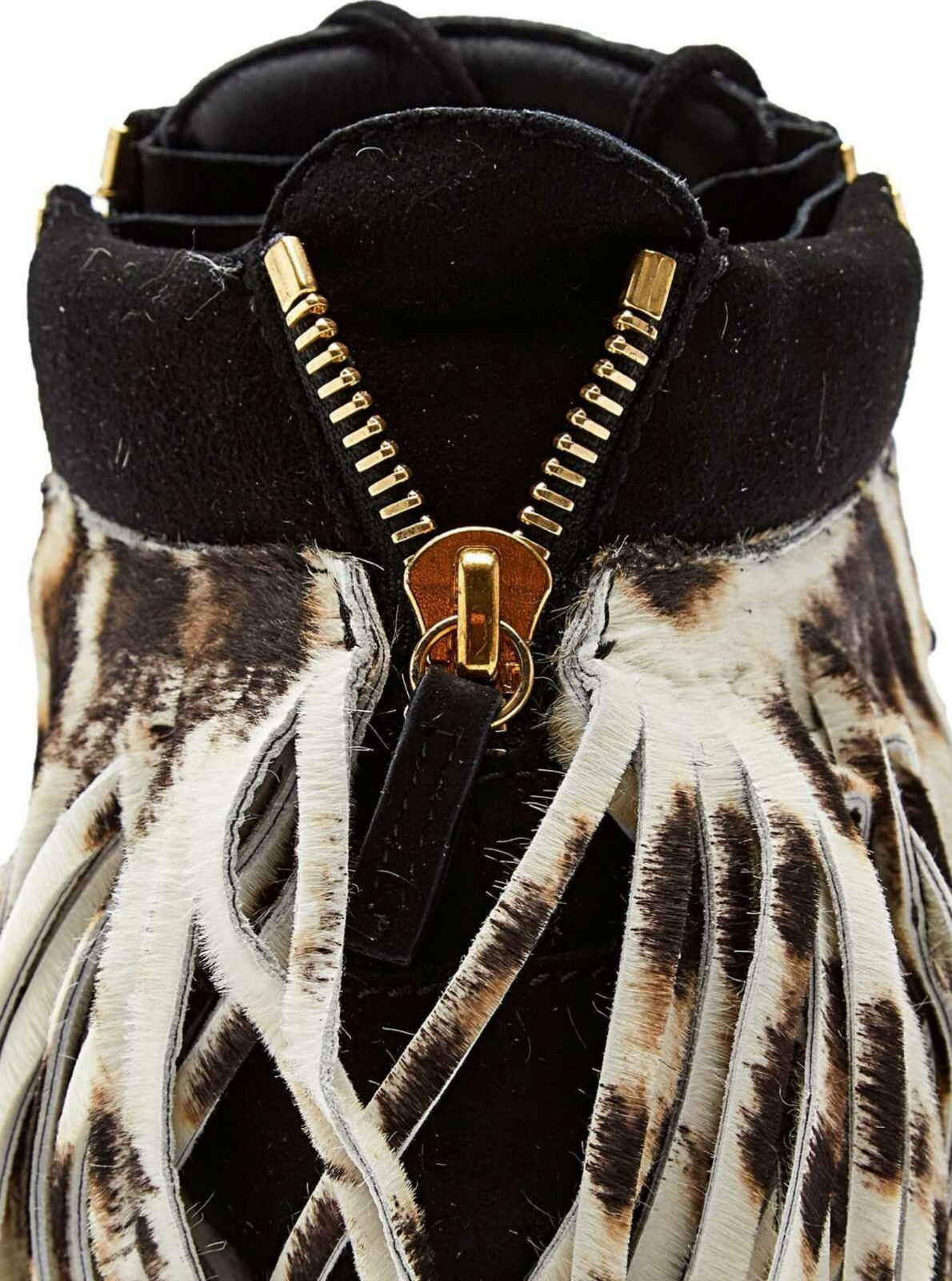 Pre-owned Giuseppe Zanotti Lorenz Fringe Wedge Sneakers Hightop Trainers Shoes 38.5 In Black