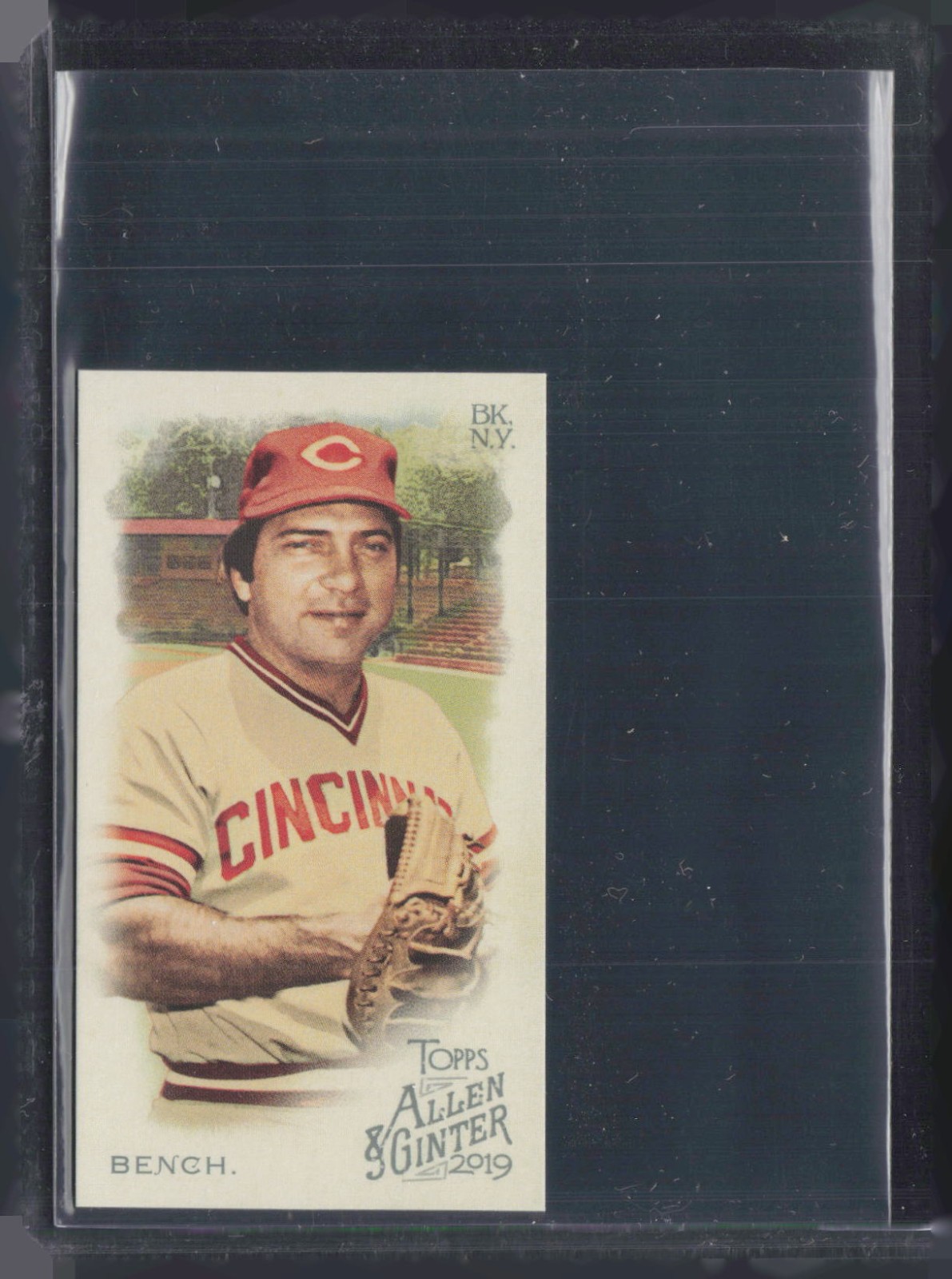 2019 Topps Allen & Ginter Mini Rip Card Insert #371 Johnny Bench