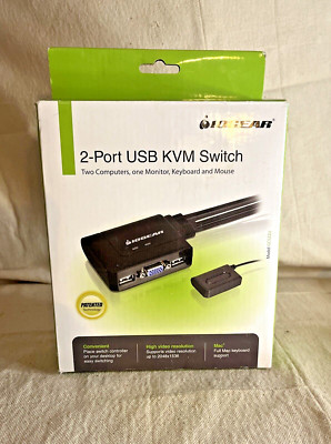 IOGEAR GCS22U - KVM Switch 2 Port USB VGA Cable KVM Switch - New in Box