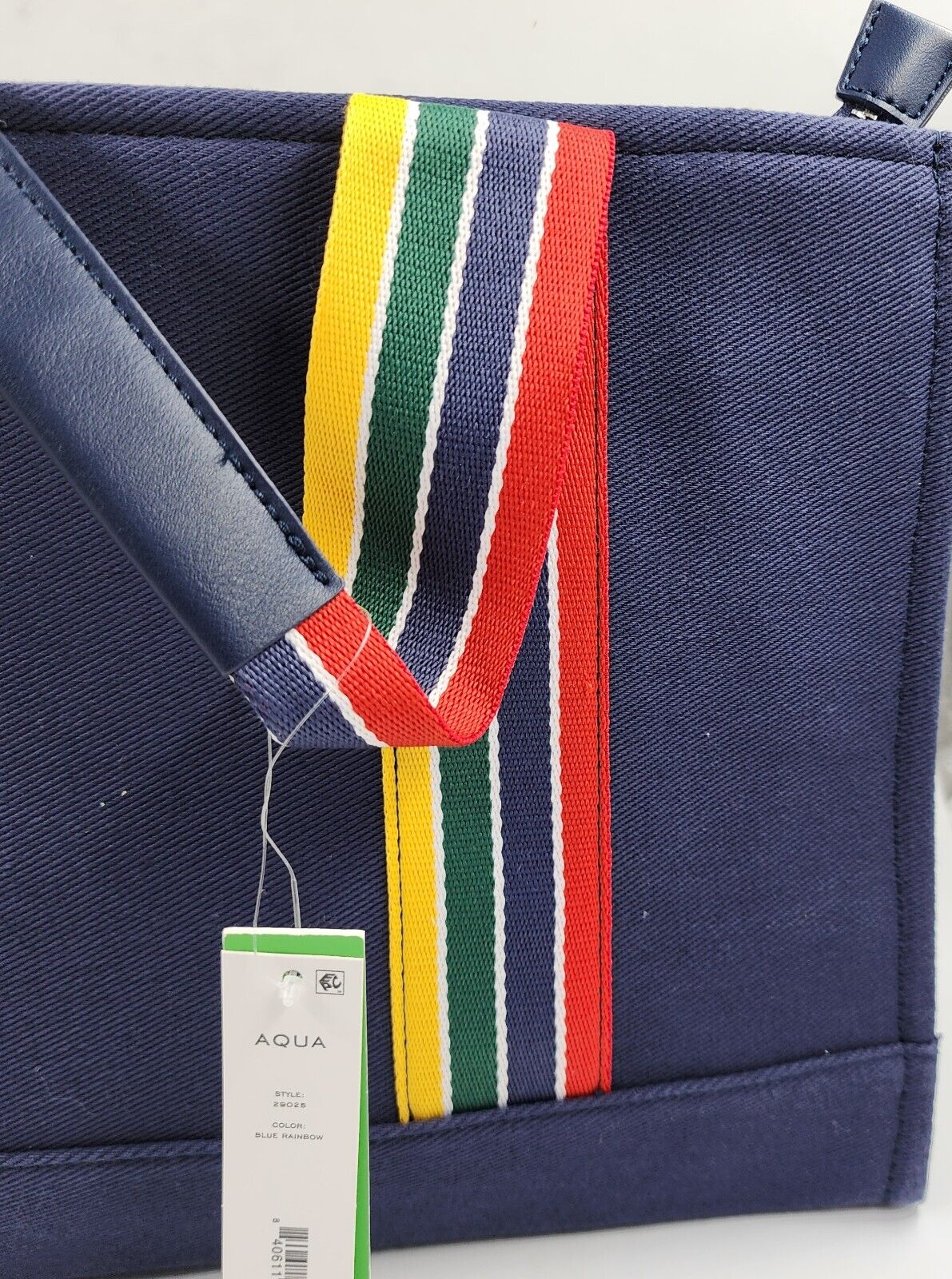 AQUA x Venus Williams Tote Bag Women's Blue Rainbow Removable Strap Zip Closure - Picture 5 of 16