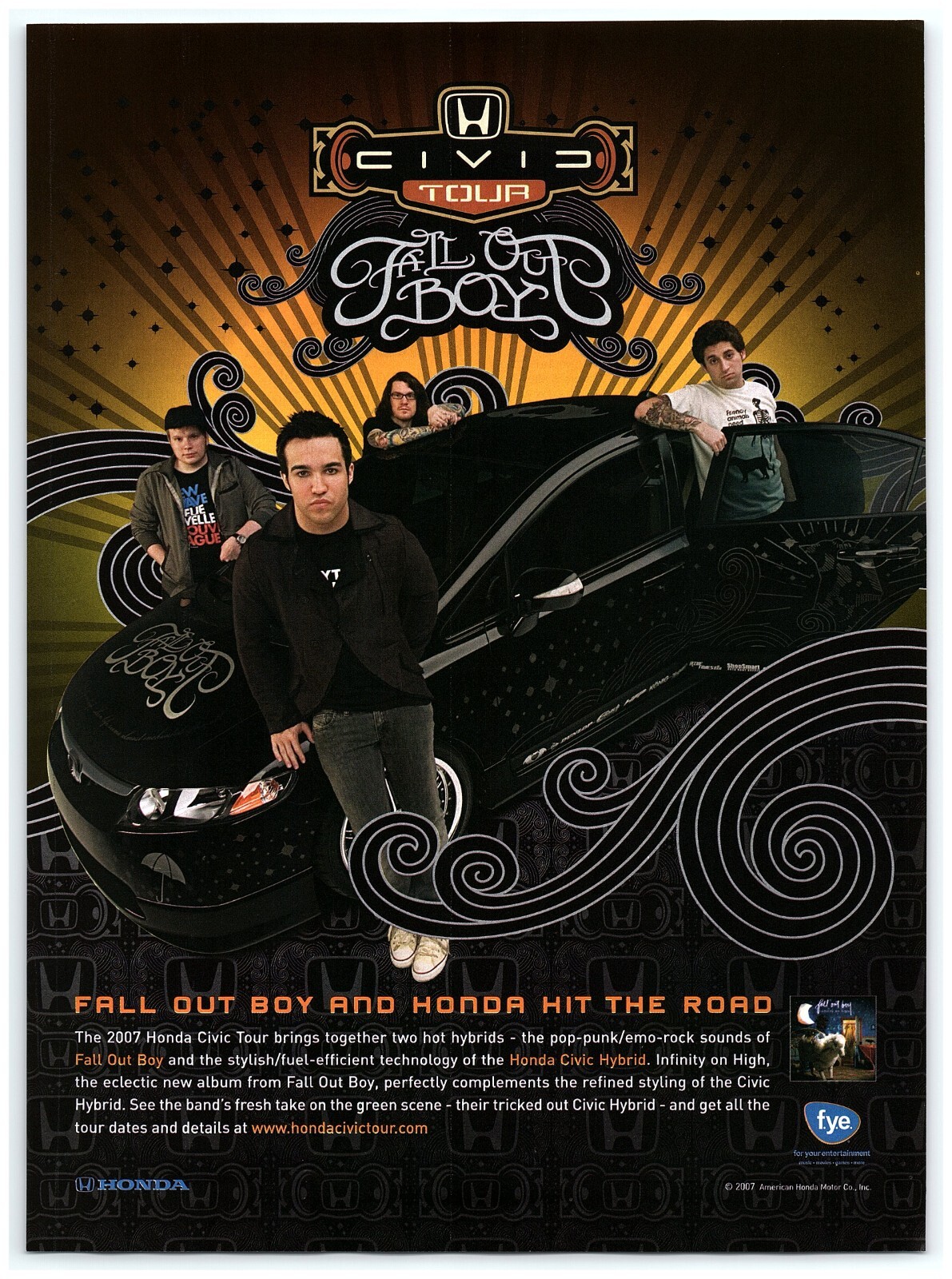 2007 Honda Civic Tour Print Ad, Fall Out Boy Hybrid Band