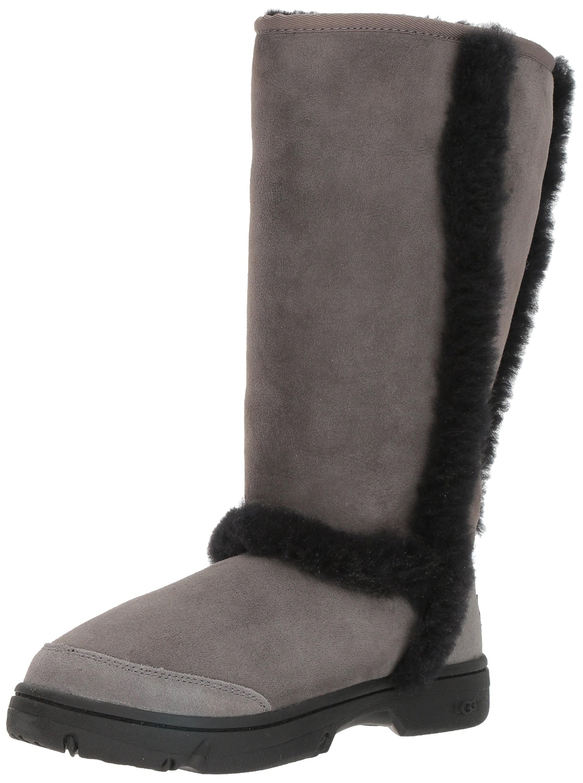 Pre-owned Ugg Women's Sunburst Tall Boot, Grey / Black In Grey/black