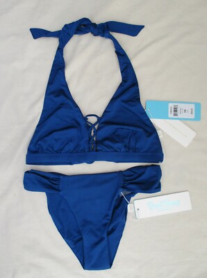 Beach Bunny CAMERON HALTER Top ELLA SWEETHEART Size Small BLUE NWT $190 MSRP