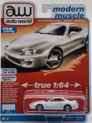 AUTO WORLD MODERN MUSCLE #6 SUPER WHITE 1993 TOYOTA SUPRA RLS. 1 VER. B RR!!