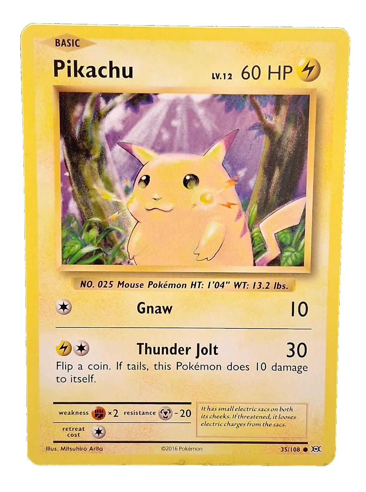 PIKACHU HP 60 LV. 12 GNAW THUNDER JOLT 35/ 108 POKEMON