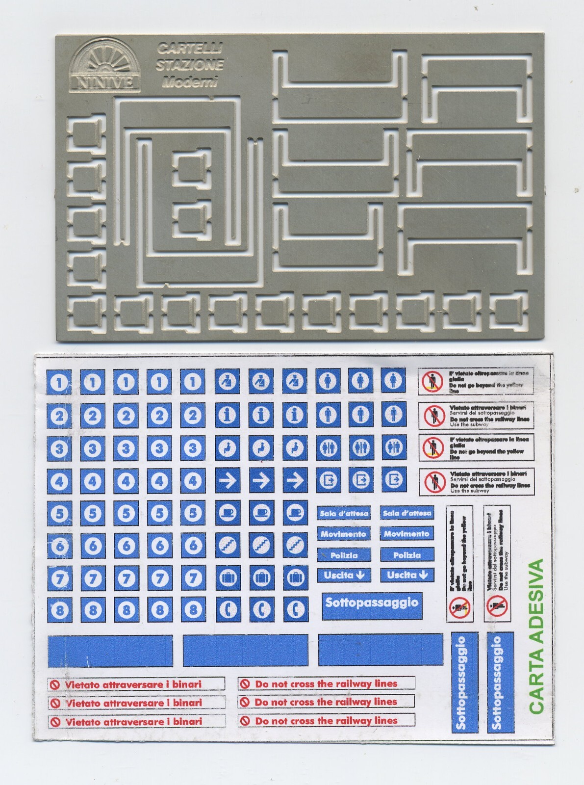 NINIVE 145H set 24 cartelli moderni FS per pensilina stazione ferroviaria H0