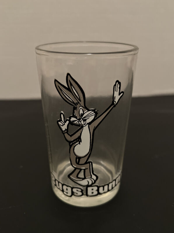 Vintage Bugs Bunny Glass Juice Jelly 8 oz Clear 1976 Warner Bros Inc 