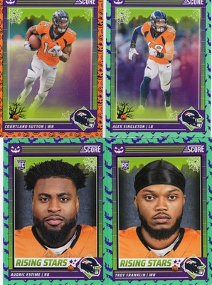 Lot of 4-2024 Panini Score Denver Broncos Pumpkins & Bats Football Cards