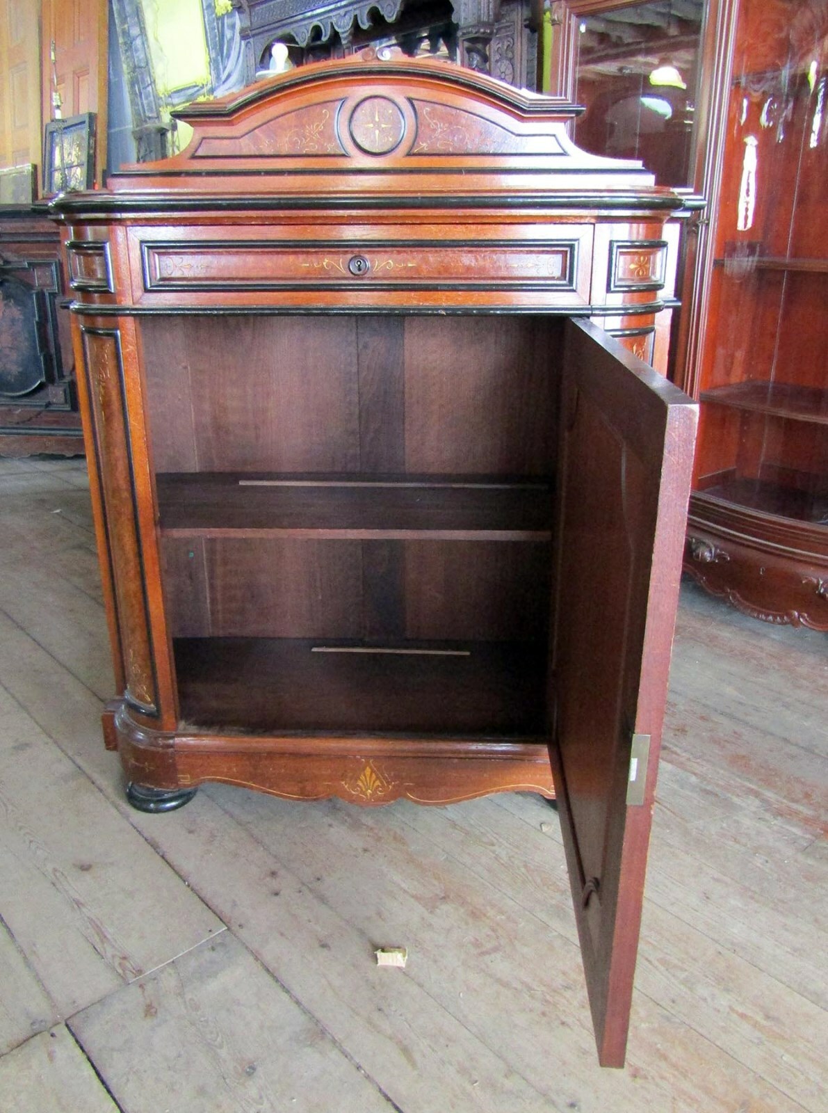 VICTORIAN RENAISSANCE REVIVAL WALNUT CREDENZA W BRONZE PLAQUE