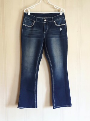 Faded Glory Slim Fit Skinny Stretch Jeans Jeggins Boot Cut Fleur De Lis Size 12