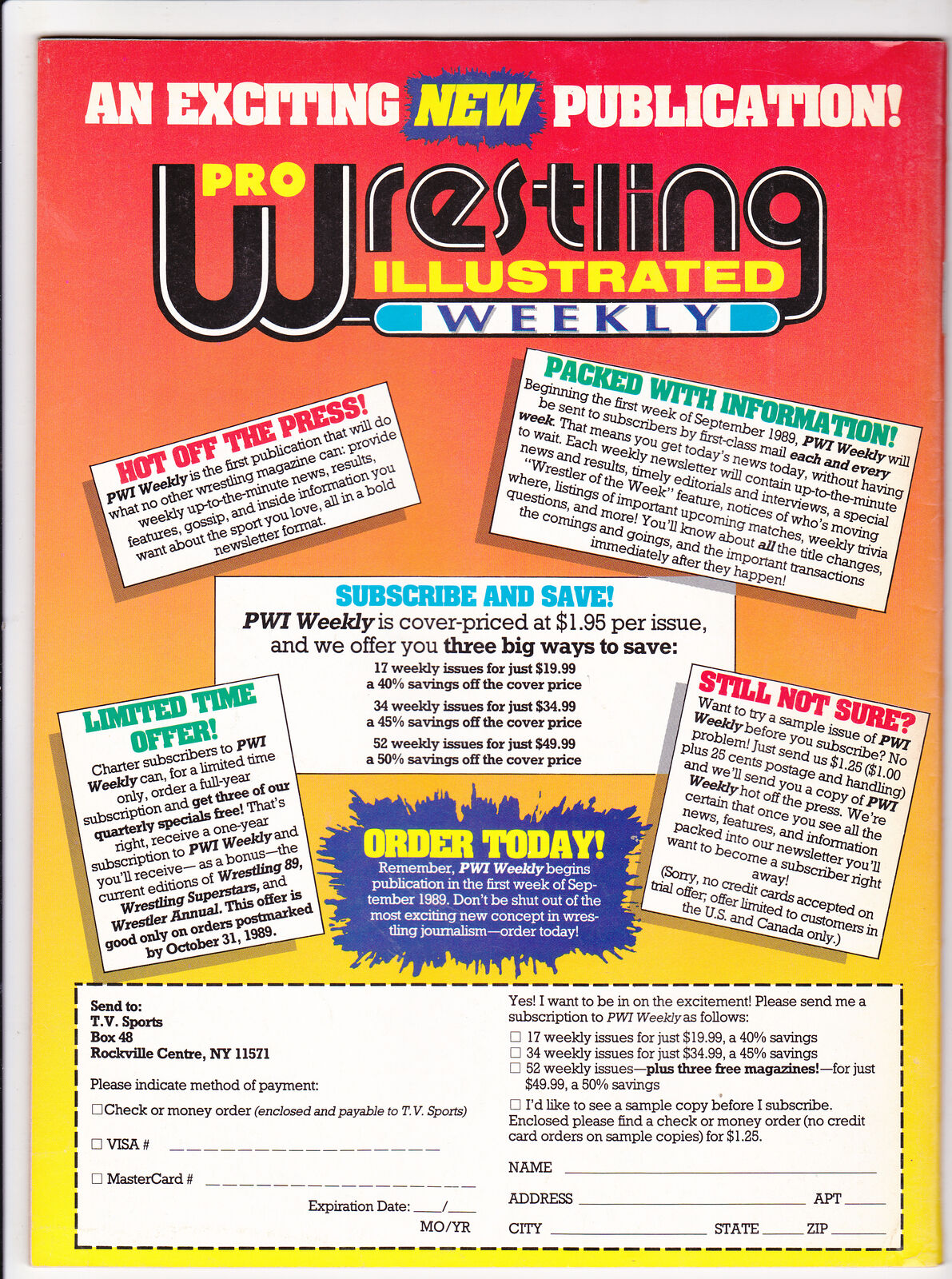 Pro Wrestling Illustrated October 1989 Lex Luger vs Hulk