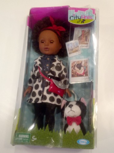 City Pals Baby Doll Chicago Charlotte 14" Doll & Dog Calypso Cititoy BOX WEAR