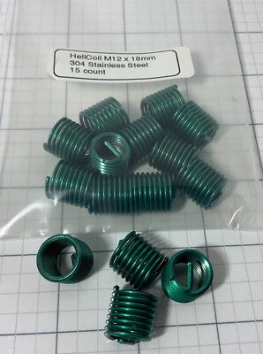 Pack of 15 M12 x 18mm Helicoil Plus, Free Running, 304 Stainless Steel