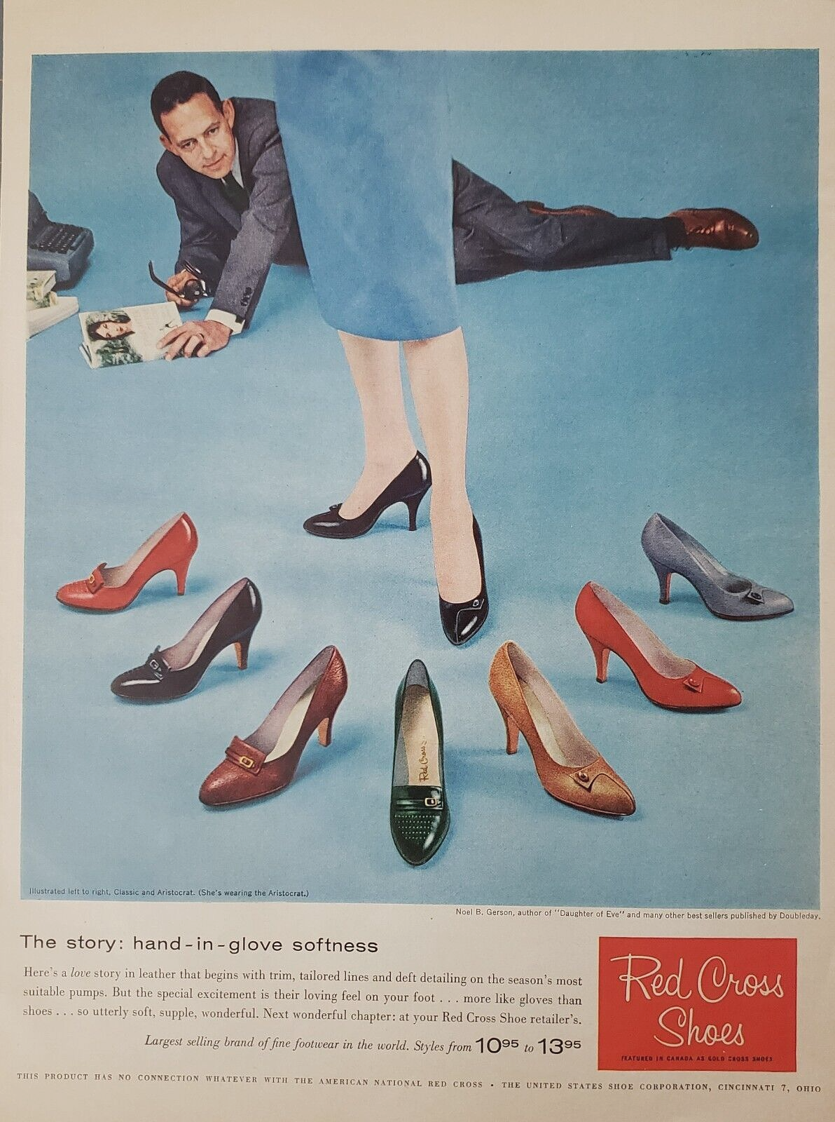1958 Women's Red Cross Shoe Classic Aristocrat A Love Story In Leather Print Ad