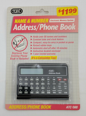 Tozai ATC-560 Address/Phone Book/Calculator Electronic Memory System Vintage NOS