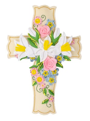 Bucilla Felt Wall Hanging Applique Kit-Floral Cross
