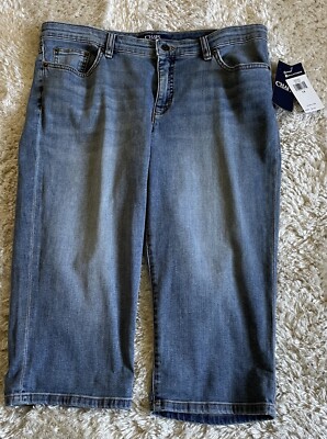 Chaps Jeans Womens Mid-Rise Capri Kick Denim Pants Stretch Size 14 - NWT