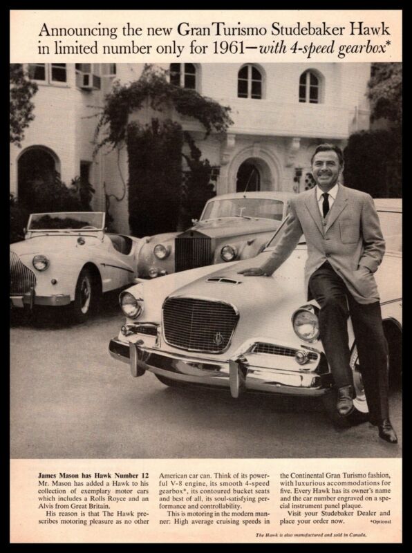 1961 Grand Turismo Hawk By Studebaker Rolls Royce Alvis Cars Vintage Print Ad