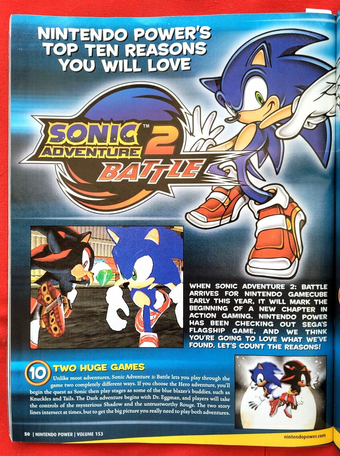 RARE! 2002 SONIC ADVENTURE 2 BATTLE Nintendo Video Game - Promo