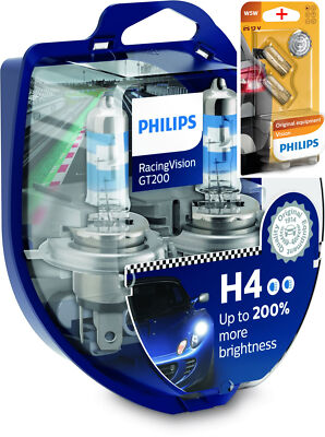 Philips Racing Vision GT200 H4 H7 Alle Typen Freie Wahl 2 Stk. + W5W VL