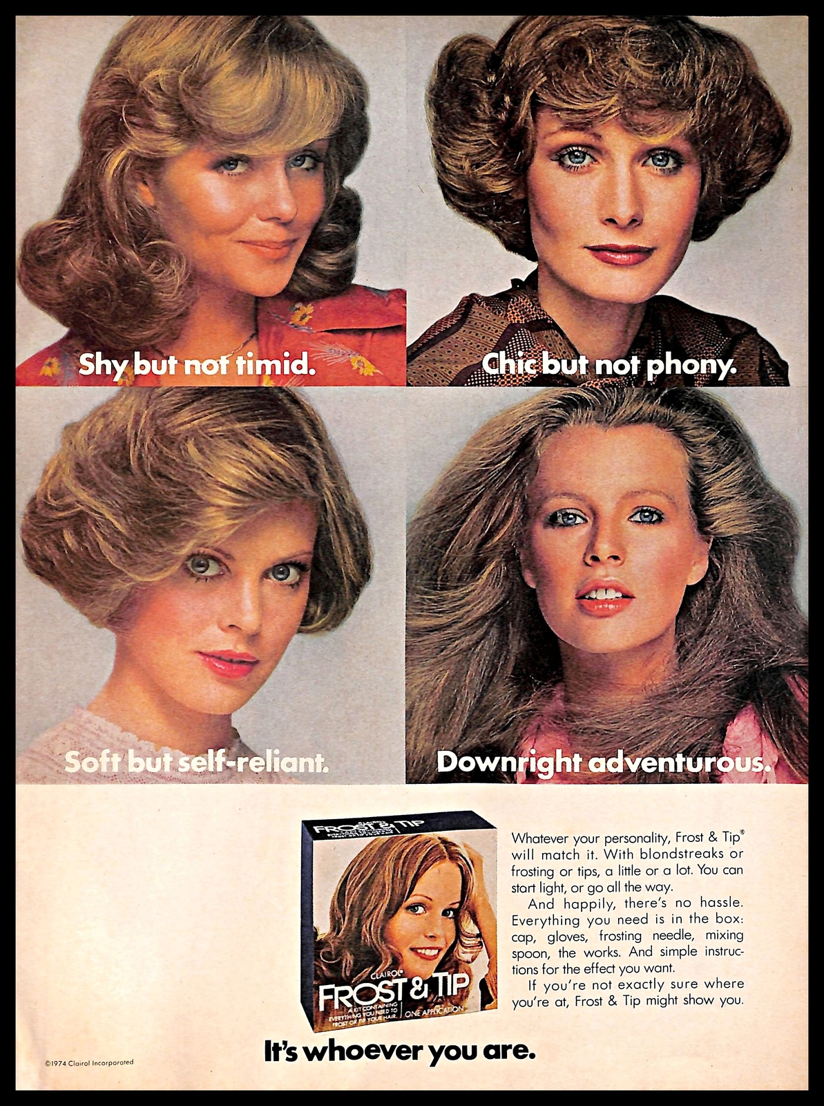 1975 Clairol Frost Tip Vintage Print Ad Hair Styling Model Kim